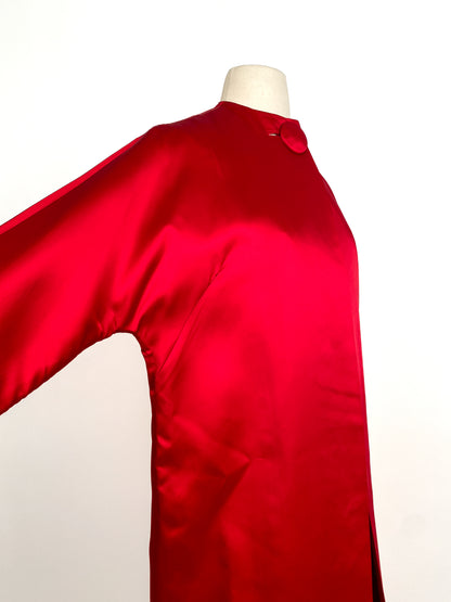 1950s Red Satin Evening Coat / One Size