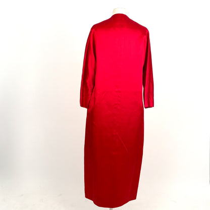 1950s Red Satin Evening Coat / One Size