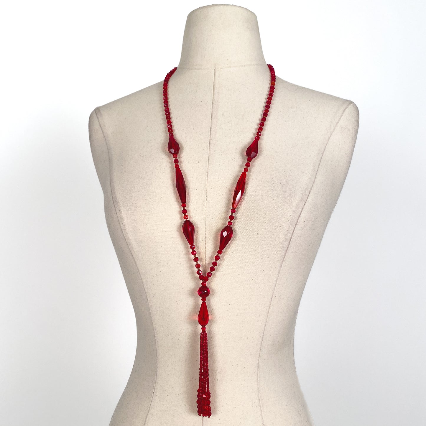 1920s Red Glass Bead Necklace