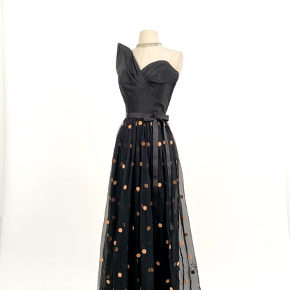 1940s Dramatic Evening Gown by Fred Perlberg / Waist 28