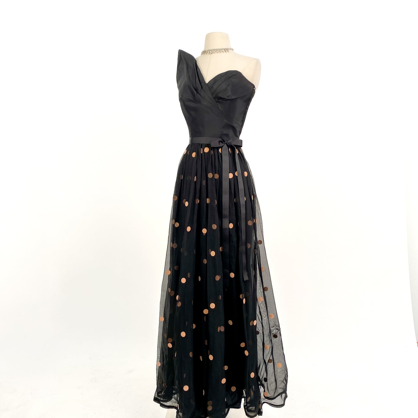 1940s Dramatic Evening Gown by Fred Perlberg / Waist 28