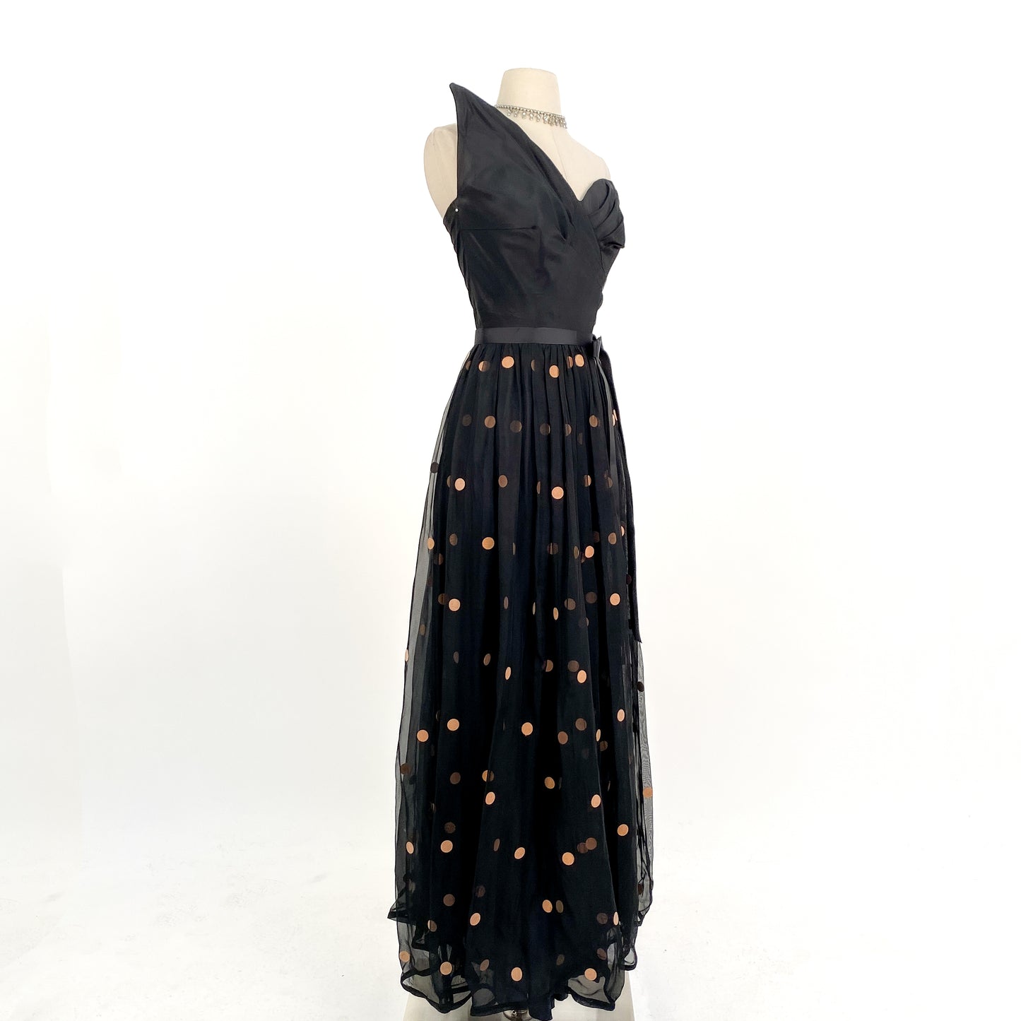 1940s Dramatic Evening Gown by Fred Perlberg / Waist 28
