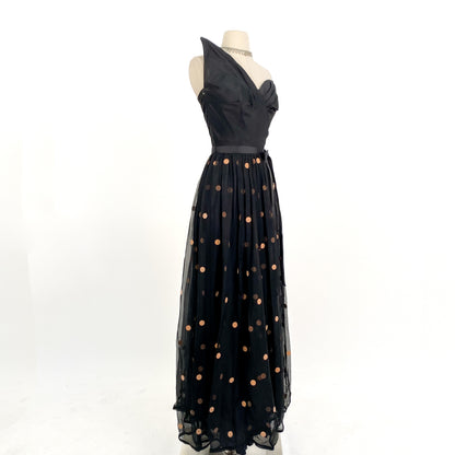 1940s Dramatic Evening Gown by Fred Perlberg / Waist 28
