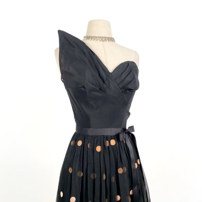 1940s Dramatic Evening Gown by Fred Perlberg / Waist 28