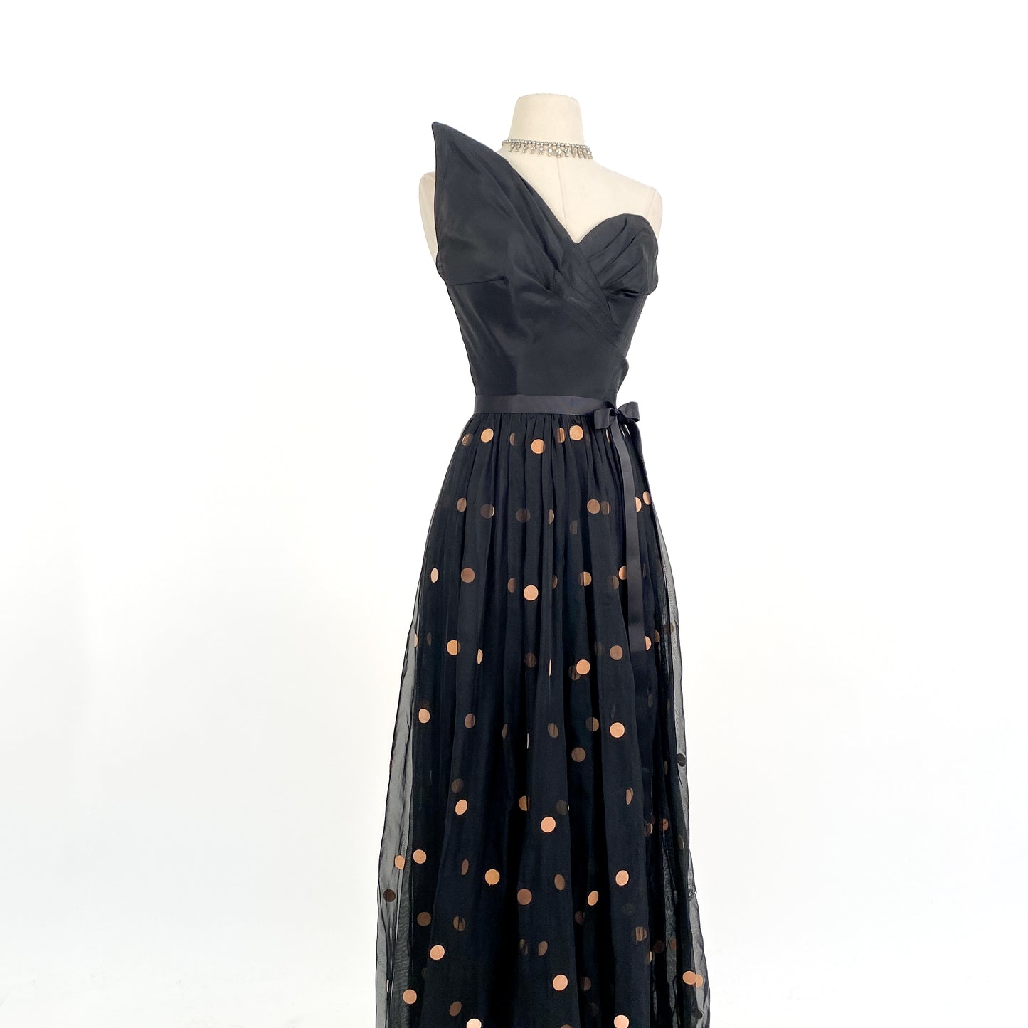 1940s Dramatic Evening Gown by Fred Perlberg / Waist 28