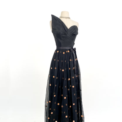 1940s Dramatic Evening Gown by Fred Perlberg / Waist 28