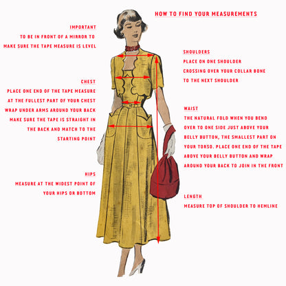 PDF Pattern  1940s Day Dress / Smock with Pockets / Bust 30