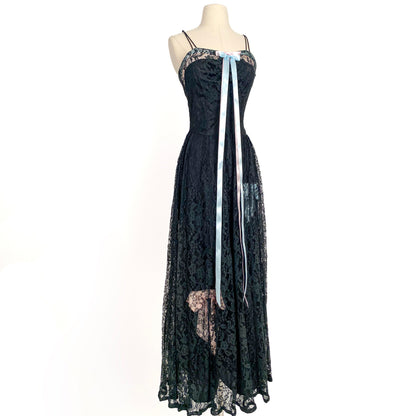1930s-40s Lace Gown with Satin Bows