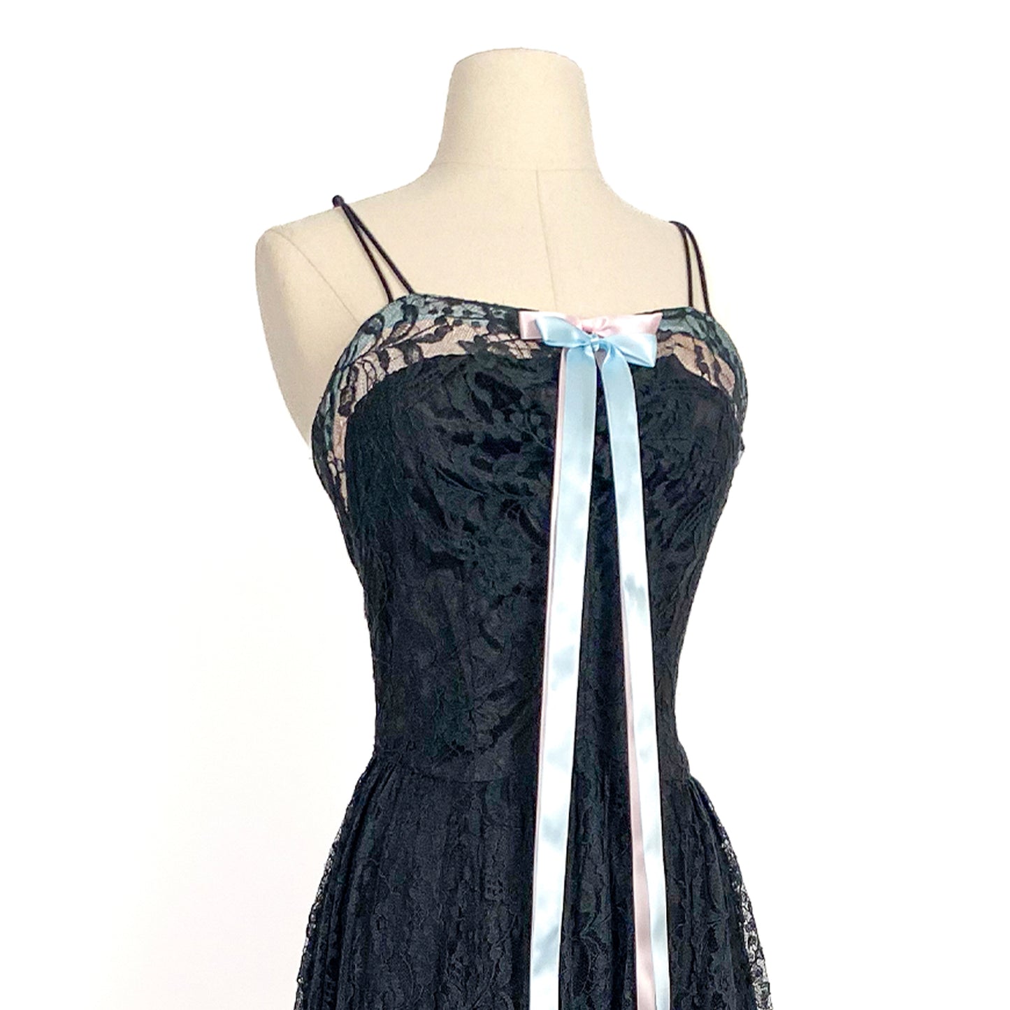 1930s-40s Lace Gown with Satin Bows