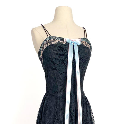 1930s-40s Lace Gown with Satin Bows