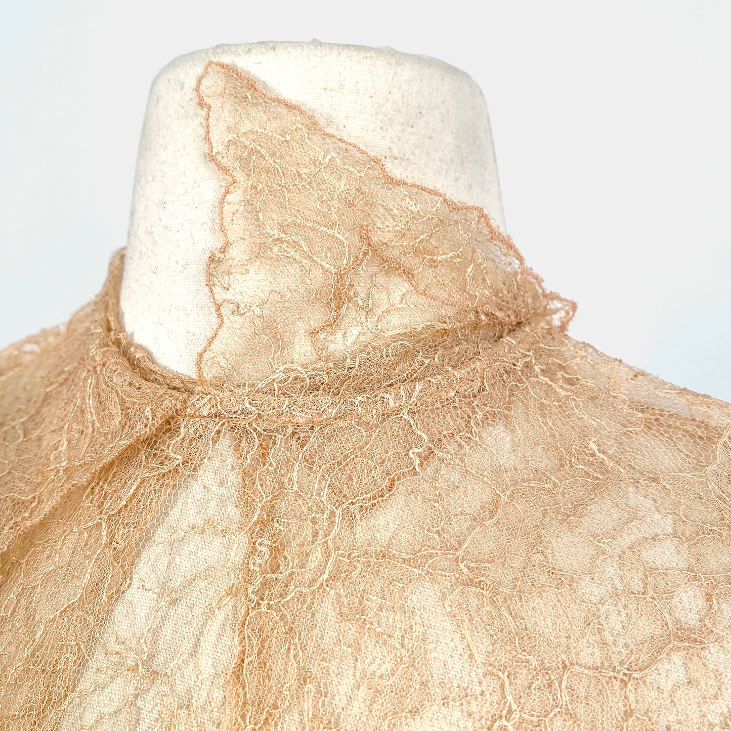 1940-50s Champagne Lace and Taffeta Dress / Waist 26