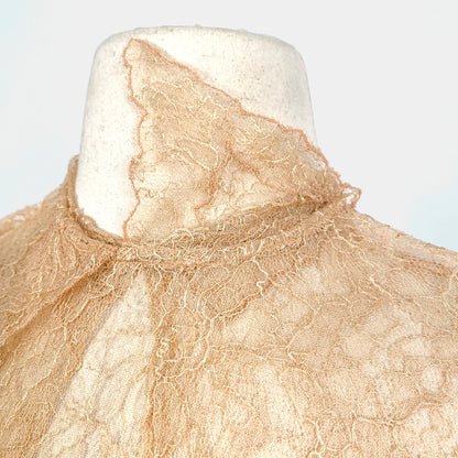 1940-50s Champagne Lace and Taffeta Dress / Waist 26