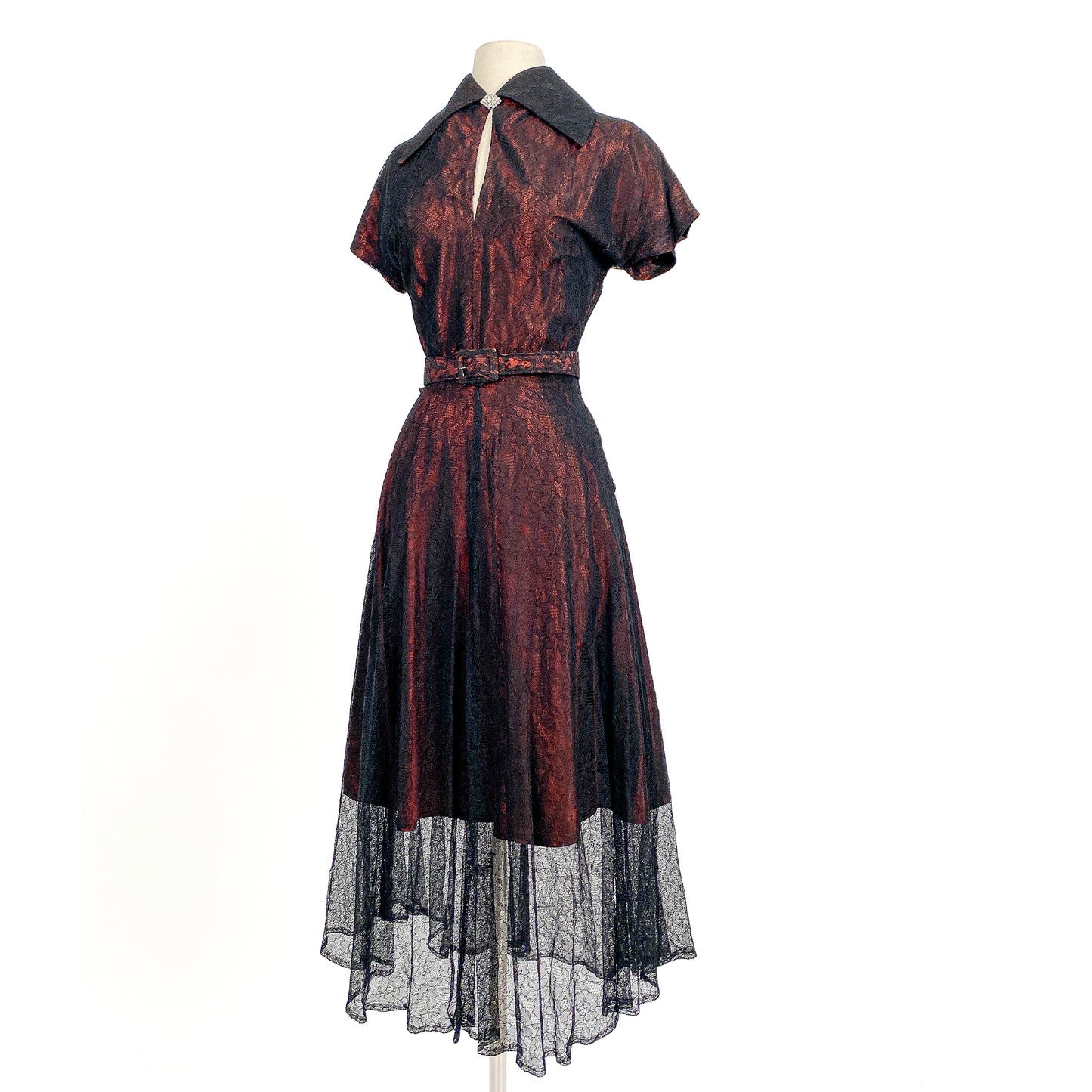 1940s 'The Crimson Illusion' Gown / Waist 28