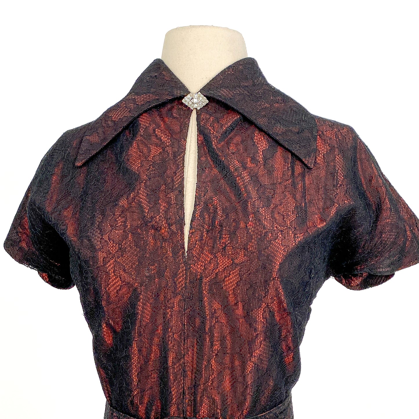 1940s 'The Crimson Illusion' Gown / Waist 28