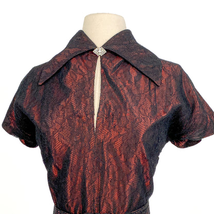 1940s 'The Crimson Illusion' Gown / Waist 28