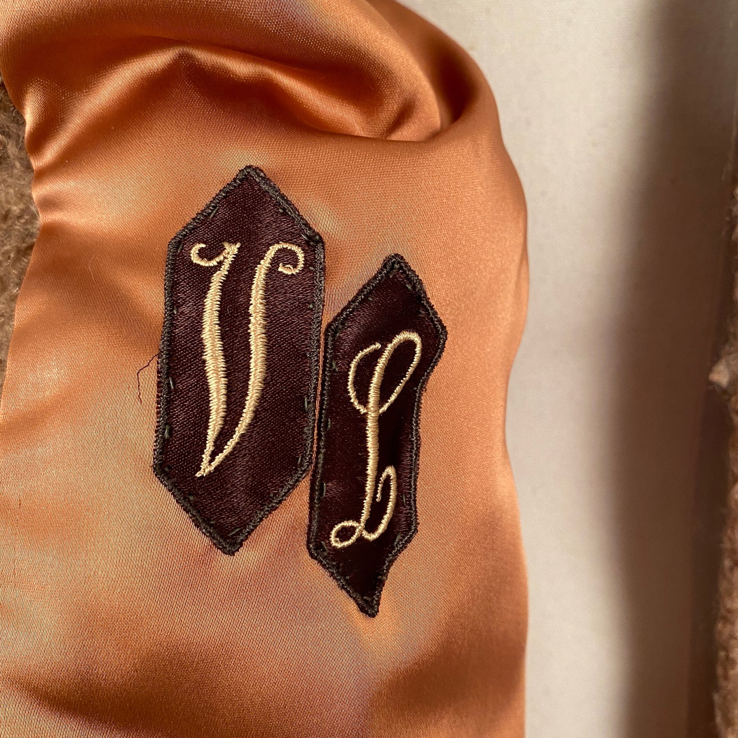 1950s Brown Curly Wool Coat with Fur Trim / Waist 44