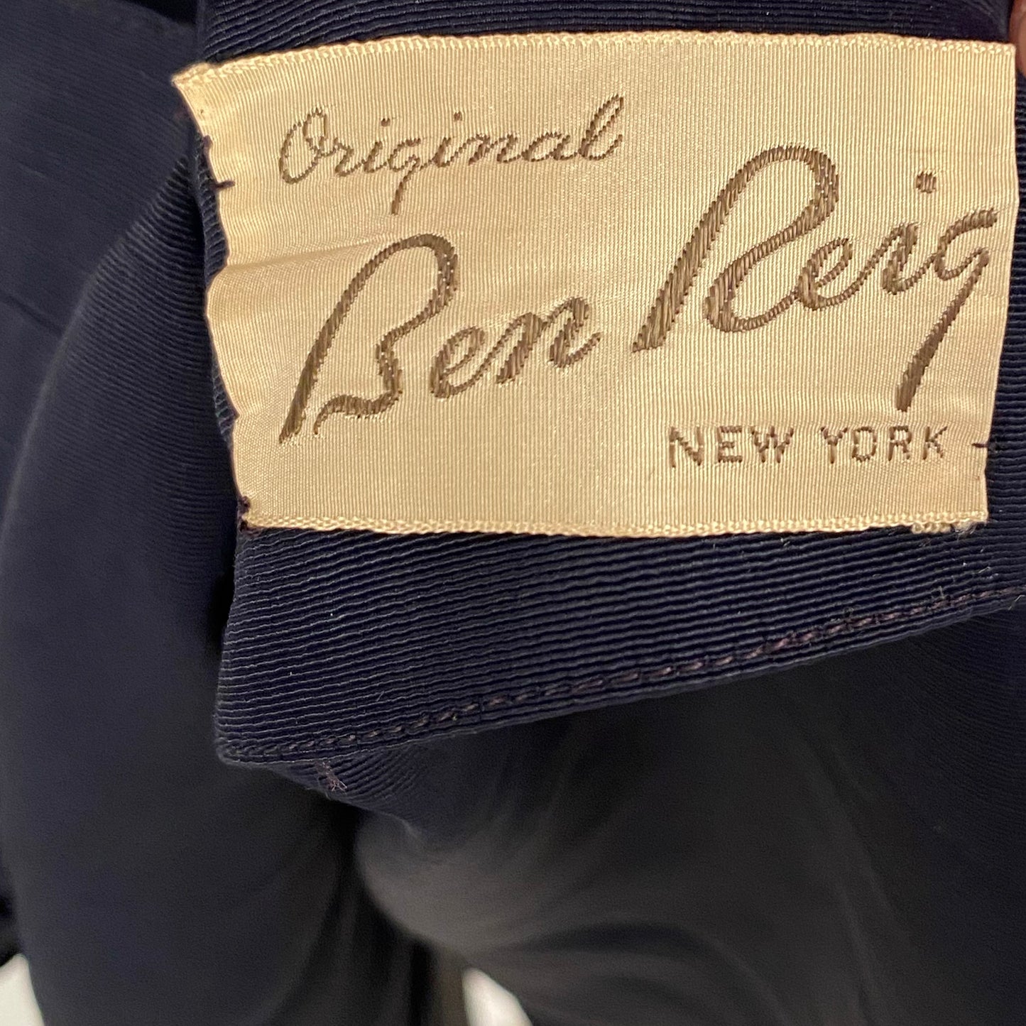 1940s Navy Fit & Flare Dress by Ben Reig / Waist 28