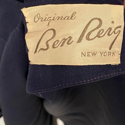 1940s Navy Fit & Flare Dress by Ben Reig / Waist 28
