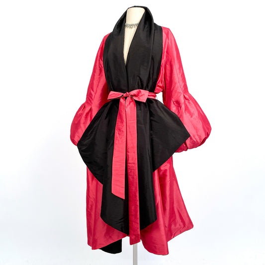 1980s does 1950s Glamour in a Reversible Evening Coat with Balloon Sleeves / One Size
