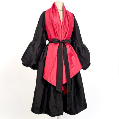 1980s does 1950s Glamour in a Reversible Evening Coat with Balloon Sleeves / One Size