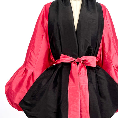 1980s does 1950s Glamour in a Reversible Evening Coat with Balloon Sleeves / One Size