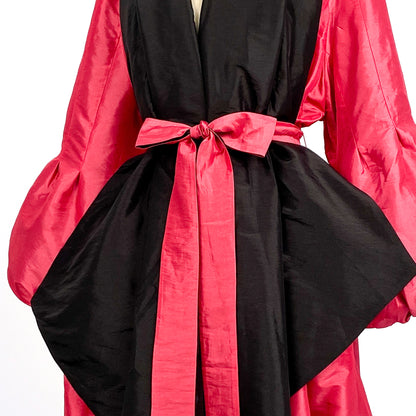 1980s does 1950s Glamour in a Reversible Evening Coat with Balloon Sleeves / One Size