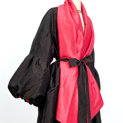 1980s does 1950s Glamour in a Reversible Evening Coat with Balloon Sleeves / One Size