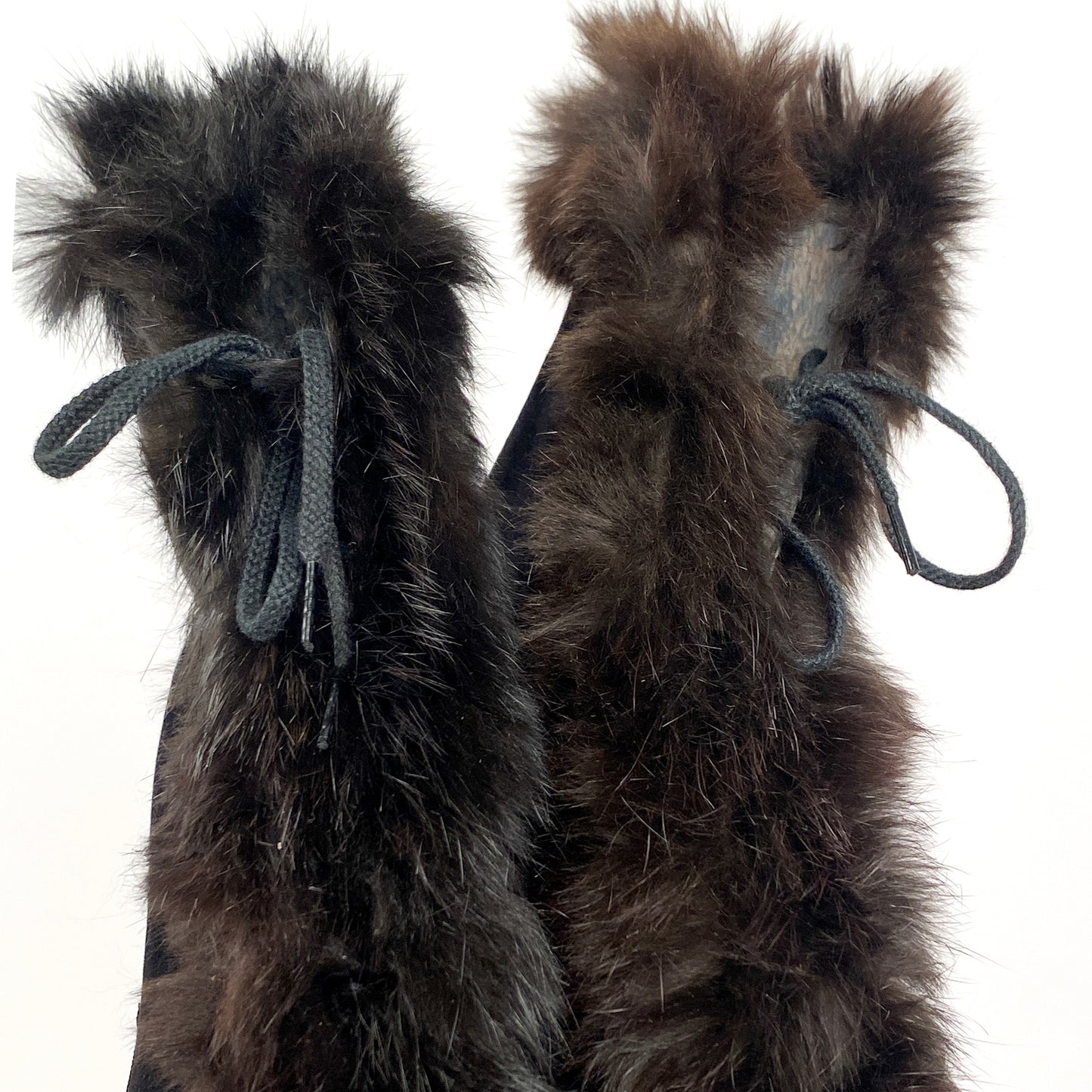 RARE 1940s Fur Trimmed Black Velvet Galoshes or Over Shoes / Size 5.5