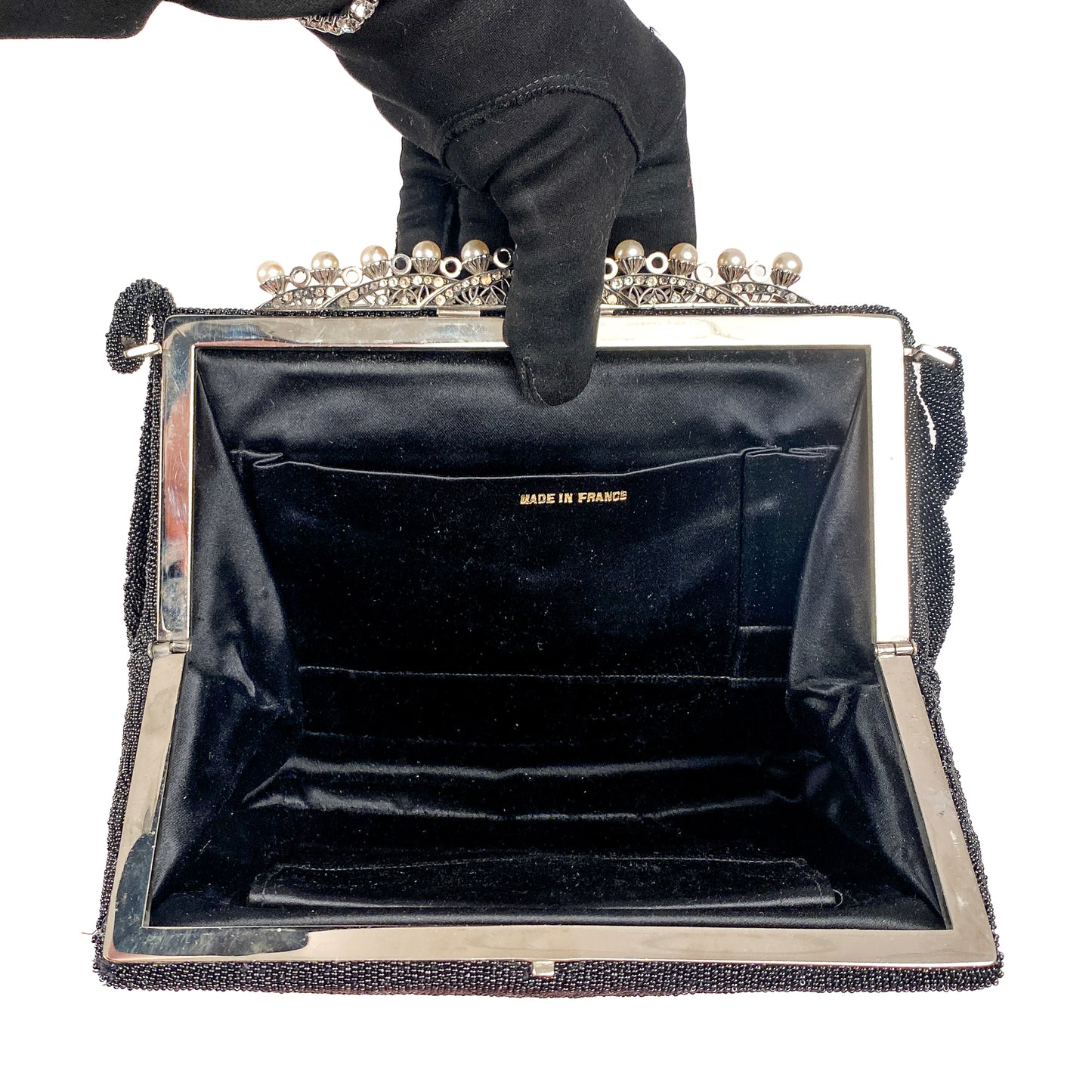 Vintage French Mirco Beaded Evening Bag with Pearls