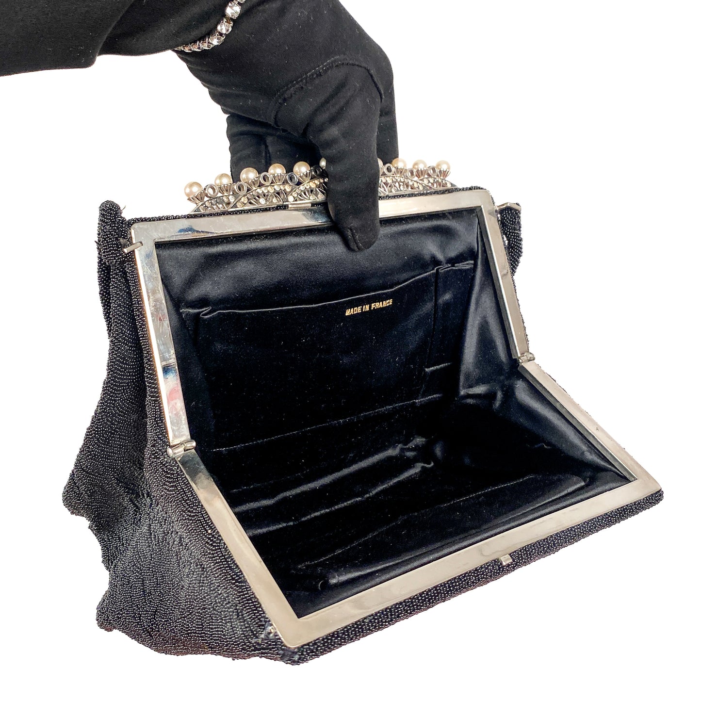 Vintage French Mirco Beaded Evening Bag with Pearls