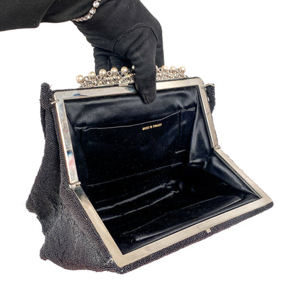 Vintage French Mirco Beaded Evening Bag with Pearls