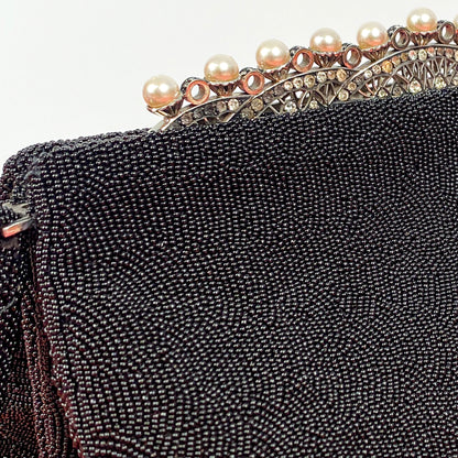 Vintage French Mirco Beaded Evening Bag with Pearls