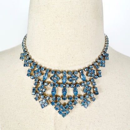 1950-60s Light Blue Rhinestone Necklace