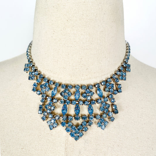 1950-60s Light Blue Rhinestone Necklace