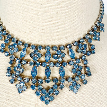 1950-60s Light Blue Rhinestone Necklace