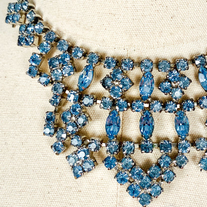 1950-60s Light Blue Rhinestone Necklace