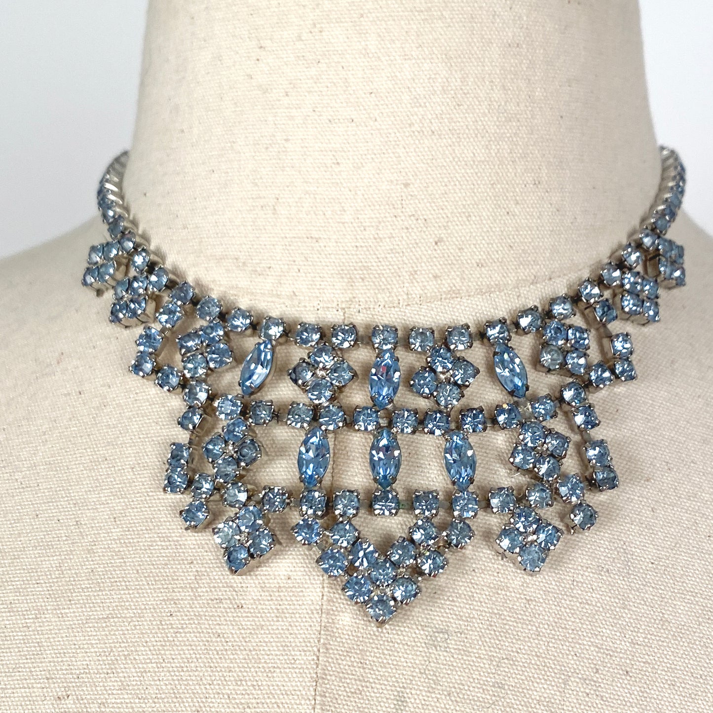 1950-60s Light Blue Rhinestone Necklace