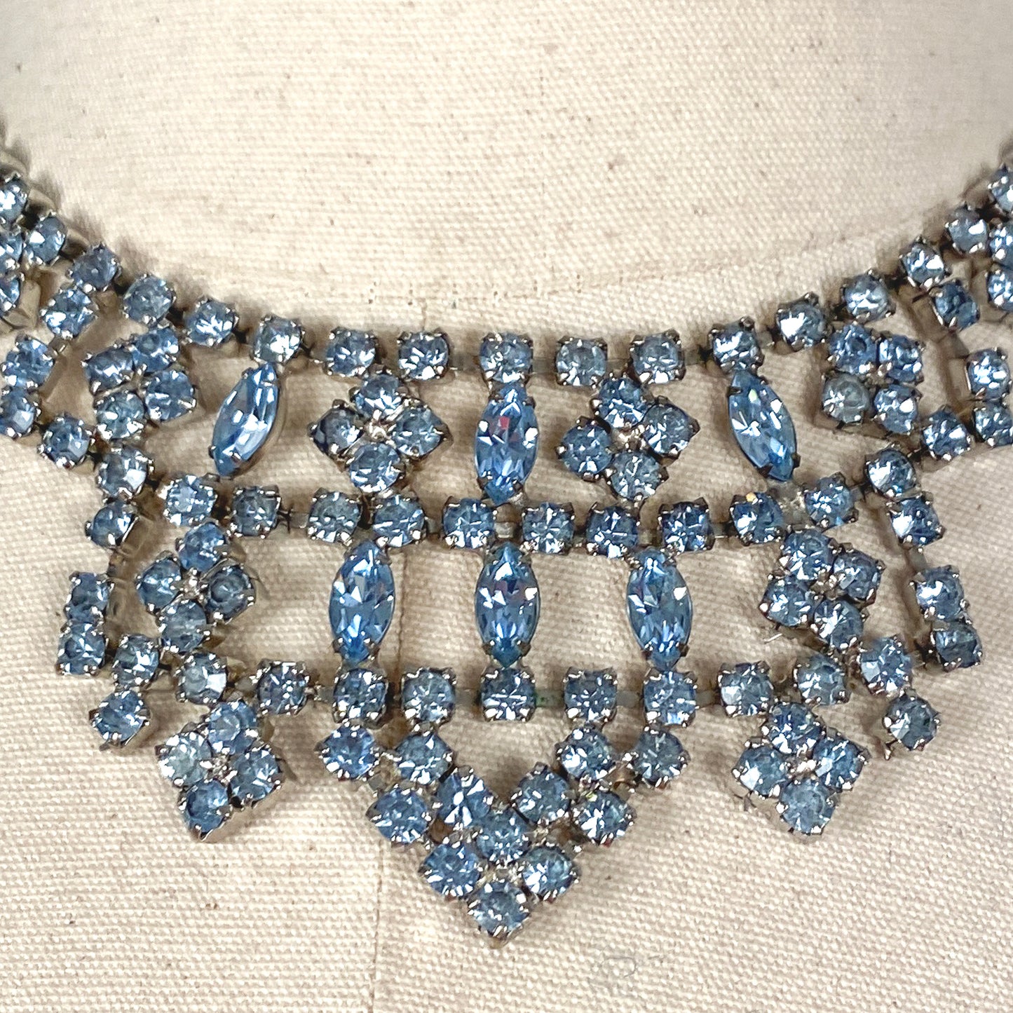 1950-60s Light Blue Rhinestone Necklace