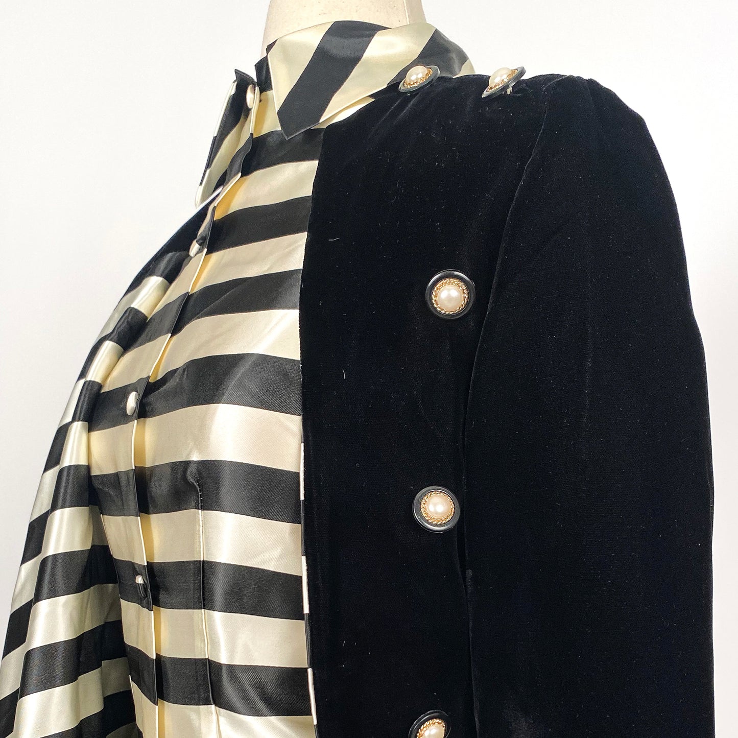 1960s Black Velvet Three Piece Skirt Suit / Waist 26