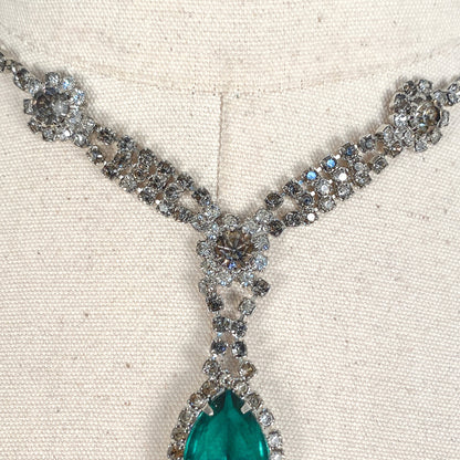 Vintage Emerald Green Rhinestone Necklace