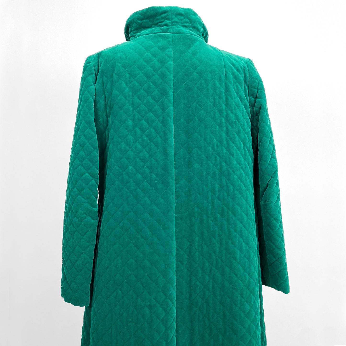 1960s Emerald Velveteen Quilted Evening Coat / One Size