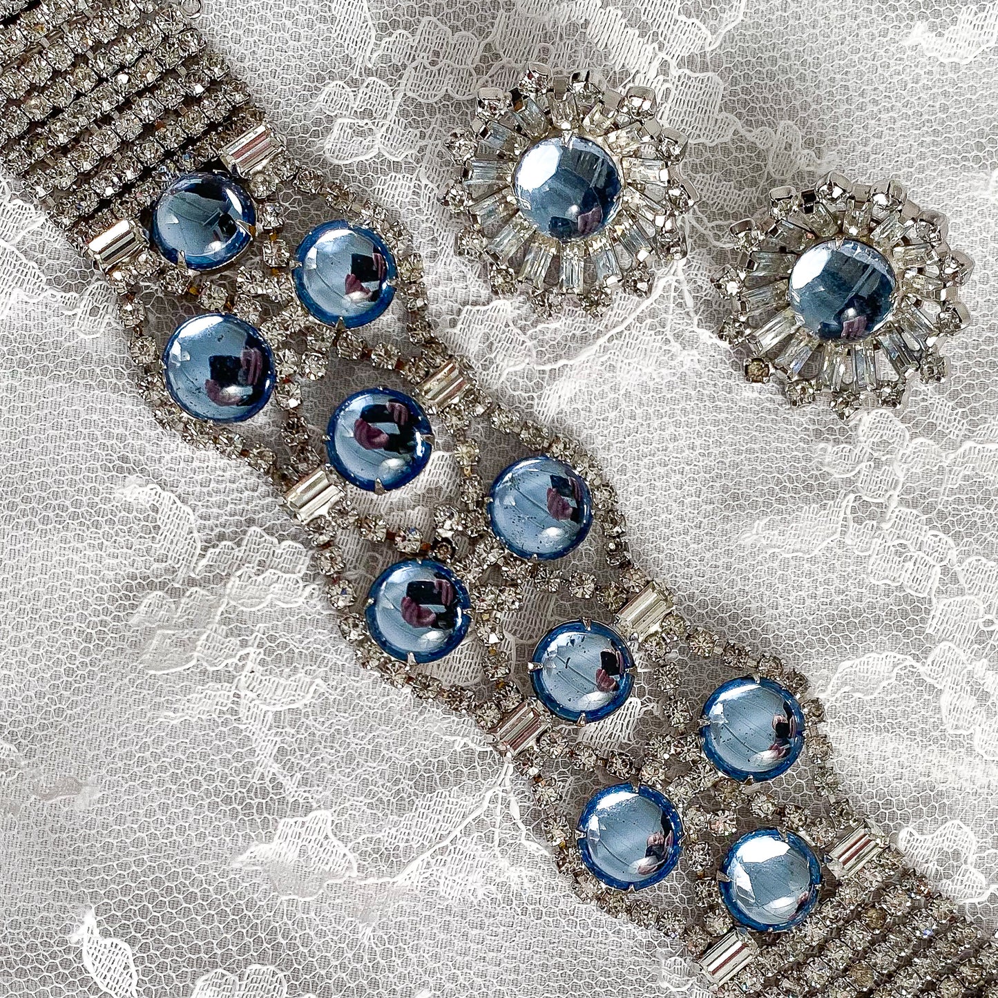 1950s Rhinestone and Matching Earring Set