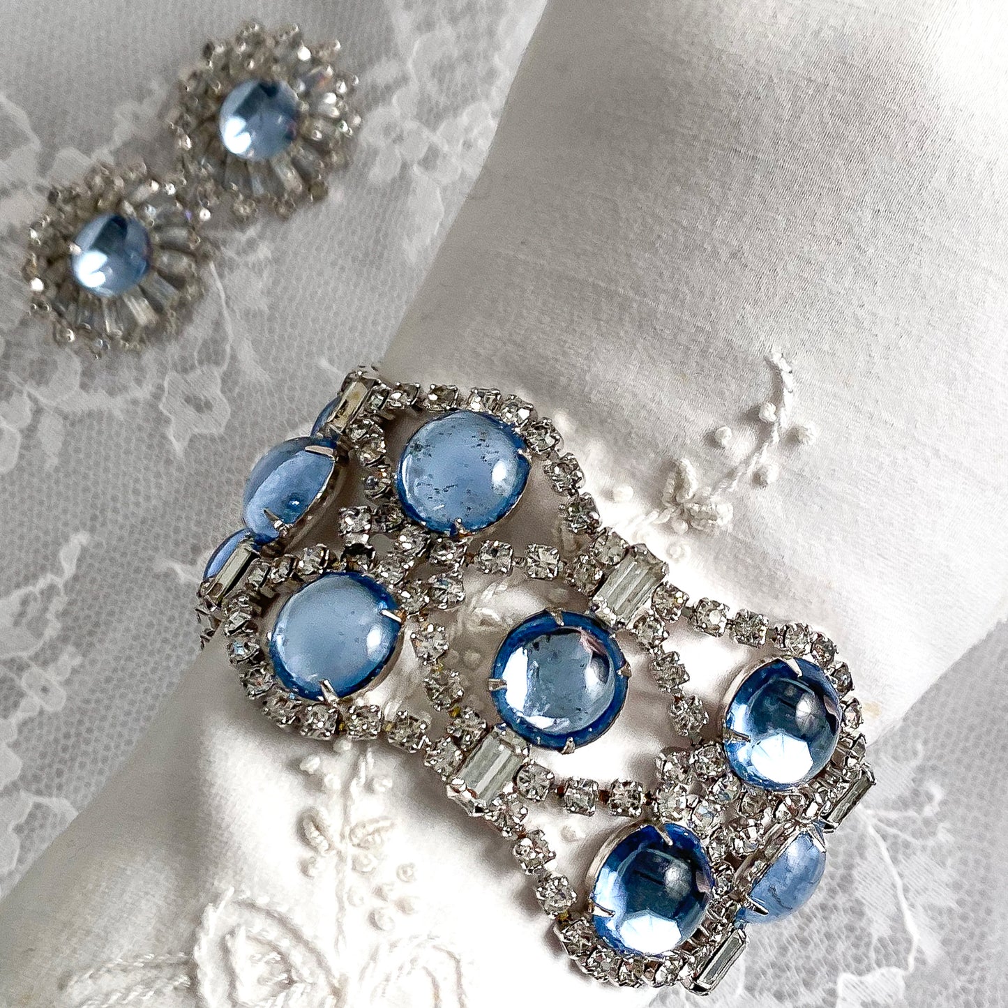 1950s Rhinestone and Matching Earring Set