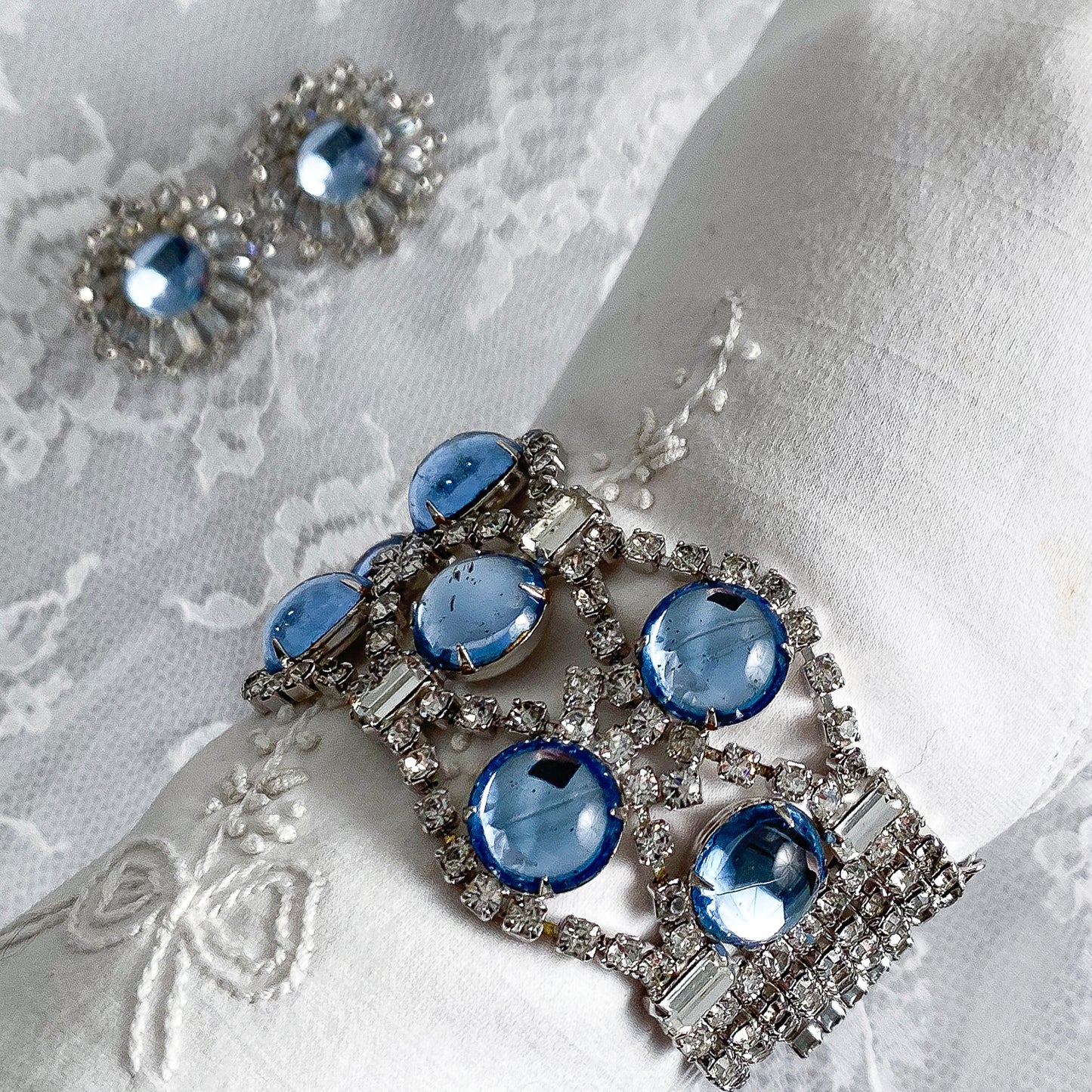 1950s Rhinestone and Matching Earring Set