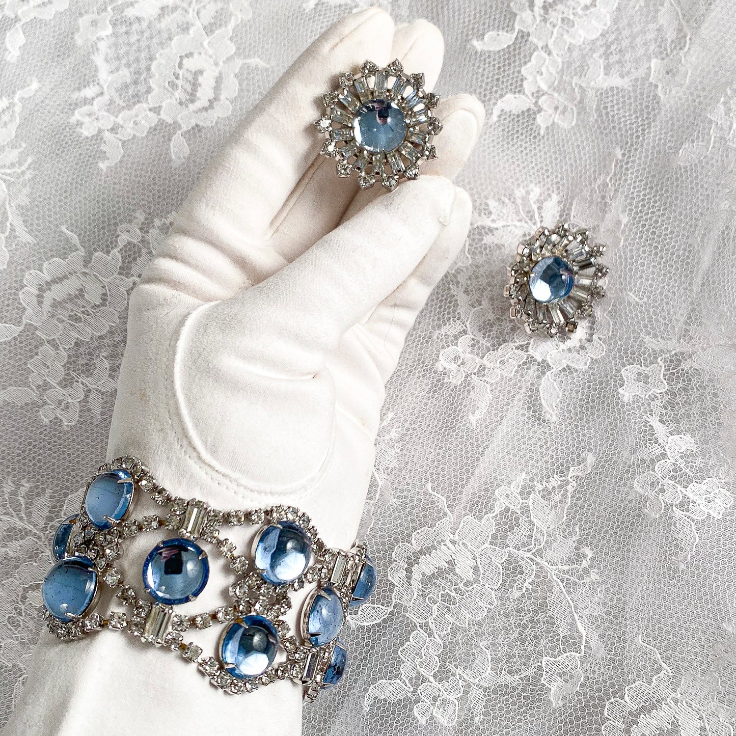 1950s Rhinestone and Matching Earring Set