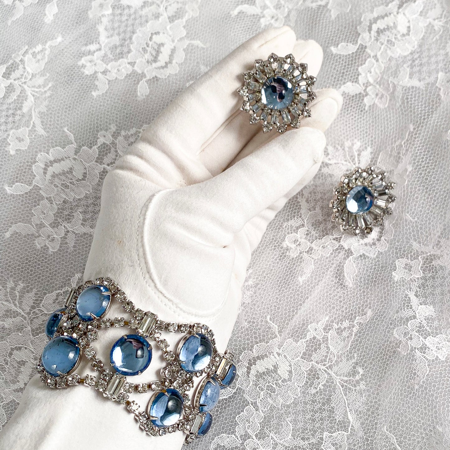 1950s Rhinestone and Matching Earring Set