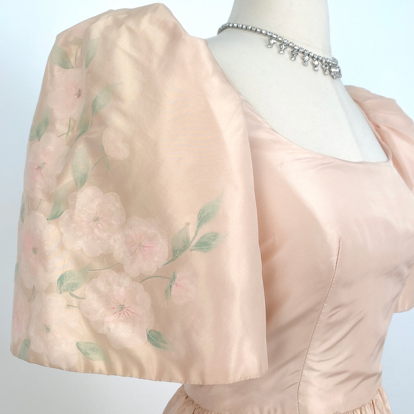 1970-80s Pretty in Pink Painted Floral Dress/ Waist 24