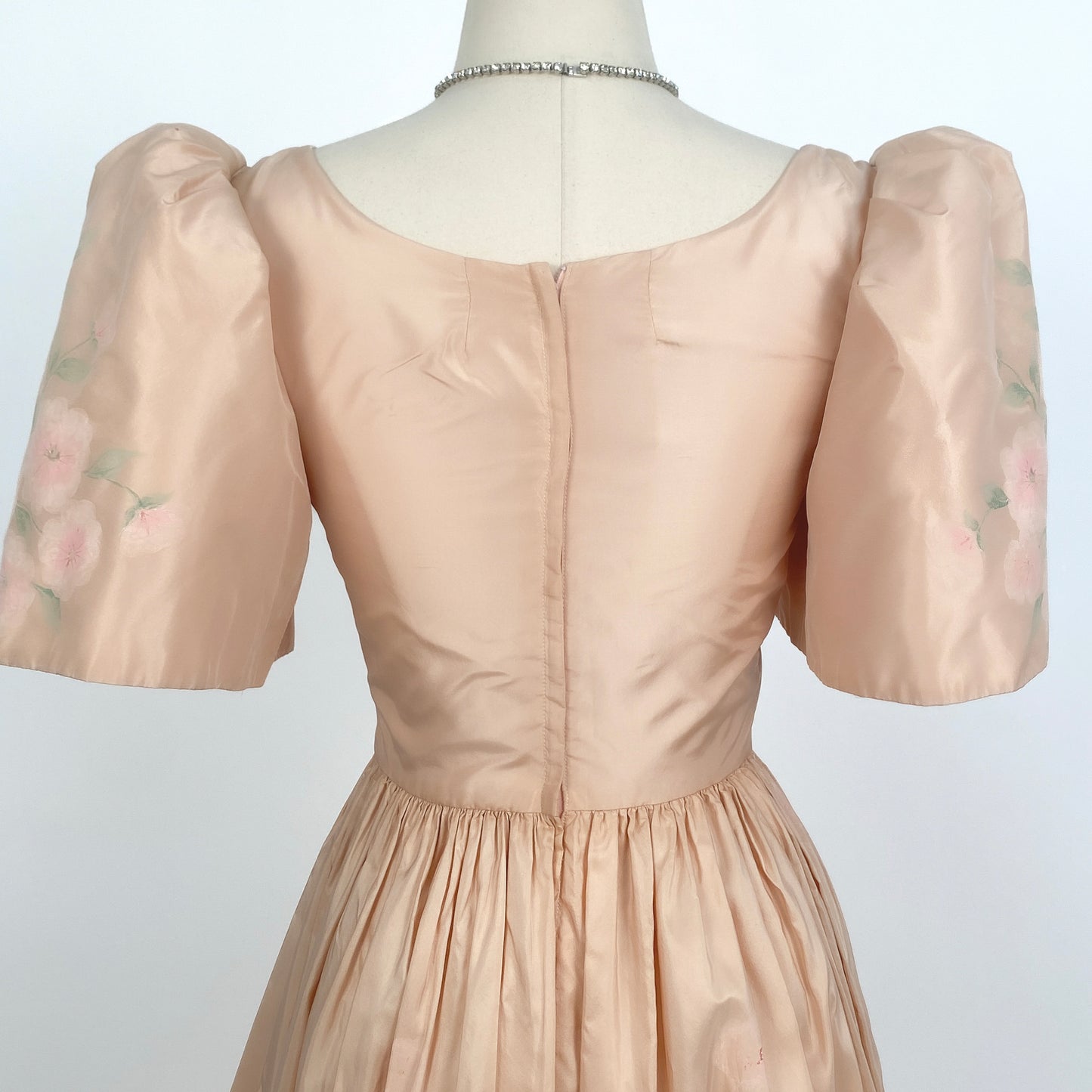 1970-80s Pretty in Pink Painted Floral Dress/ Waist 24
