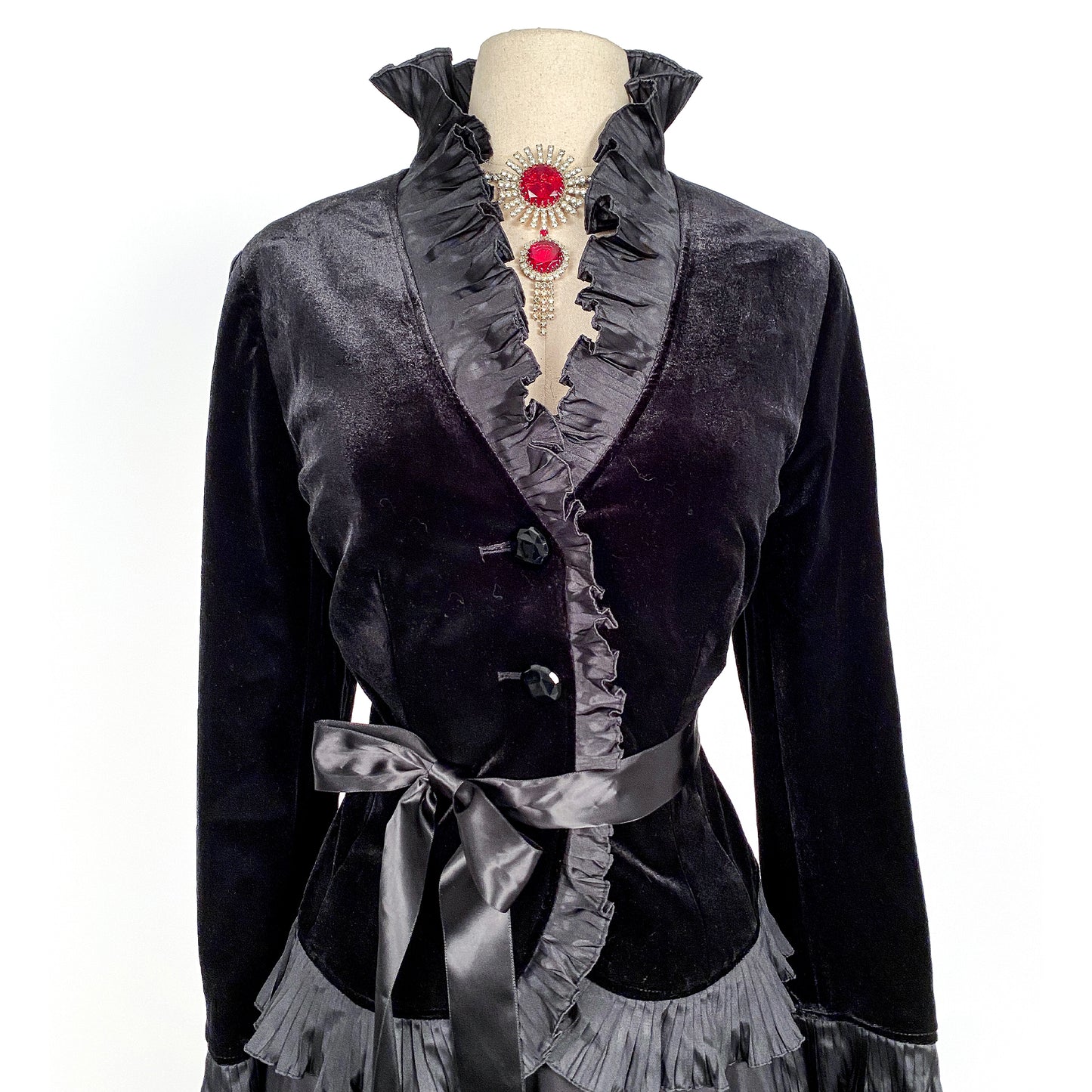 1980s Black Velvet Evening Top by Victor Costa / Bust 38