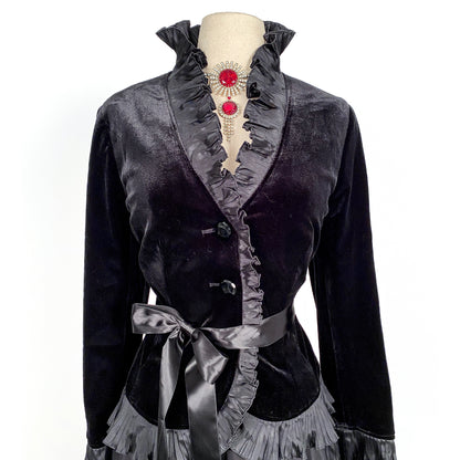 1980s Black Velvet Evening Top by Victor Costa / Bust 38